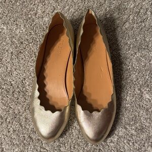 J. Crew Metallic Scalloped Flats